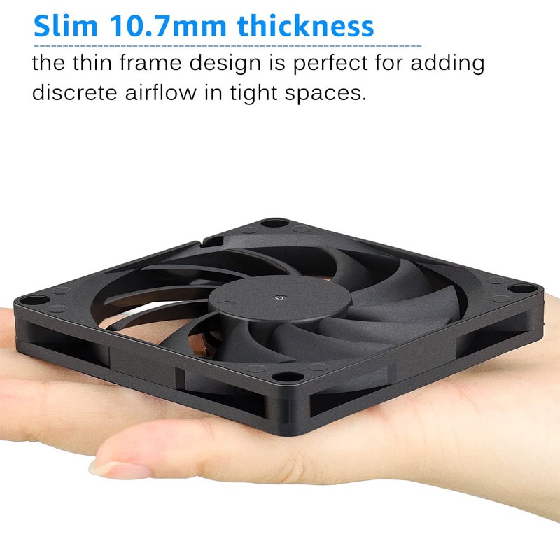 GDSTIME Quiet 80mm Fan, 12V 3PIN 80mm x 80mm x 10mm Brushless DC Fan for CPU Coolers - Image 3